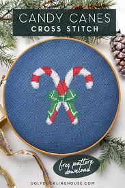 Un free comme j'aime aujourd'hui, une bannière de noël tout en longueur mais rapide à broder. Candy Canes Free Cross Stitch Pattern Ugly Duckling House