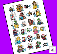 Thanks to boo for the sprite. Mario Brothers Inspired Character Alphabet Cross Stitch Pattern Instant Download Pdf