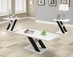 Find a coffee table that echoes the rich tones and elegant style of your current decor, and pair it with a few matching end tables to kmart has coffee tables in a wide range of sizes, colors and finishes to help you kick back and relax. 701011 3 Pc Wildon Home White And Black Finish Wood Modern Coffee And End Table Set