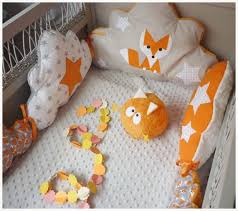 Tour De Lit Bebe Nuage Renard Orange Gris Et Blanc Linge De Lit Enfants Par Les Petits Gosses Miniatures Tour De Lit Bebe Chambre Bebe Lit Bebe
