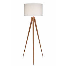 Add convenient lighting to any space with exposed bulb lamps for an industrial feel, it'll be sure to tie the room together! Wooden Tripod Floor Lamp With White Shade Teamson Home Uk