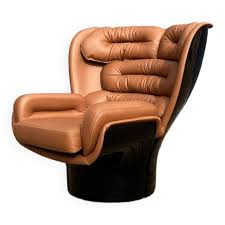 Chaise Joe Colombo Elda Longhi en cuir cognac à l'état neuf ...