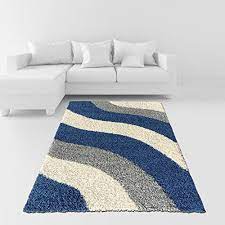 Contemporary rugs can transform any room. Amazon Price History Soft Shag Area Rug 5x7 Geometric Striped Ivory Blue Grey Shaggy Rug Contempo Pattern Rugs Living Room Rugs In Living Room Shag Area Rug