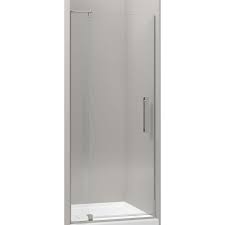Kohler Revel 27 3125 In To 31 125 In W Frameless Anodized Brushed Nickel Pivot Shower Door Shower Doors Shower Door Installation Brushed Nickel Shower Door