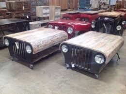 New Coffee Tables Made From Jeep Grills And Old Wood Southeasternsalvage Althol New Coffee Table In 2020 Jeep Grill Garage Furniture Automotive Furniture
