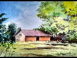 Beginners Watercolor How To Draw A House Landscape Paint With David Youtube House Landscape Painting Watercolor Landscape Paintings Watercolor Scenery