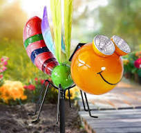 Shefio Dragonfly Solar Light - Metal Yard Art - Add Whimsy to Your Garden -  Solar Yard Decorations - Outdoor Decor