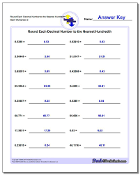 Round Each Decimal Number To The Nearest Hundredth Worksheet In 2020 Rounding Numbers Decimals Worksheets