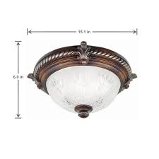 Great savings & free delivery / collection on many items. Hampton Bay Bercello Estates 15 In 2 Light Volterra Bronze Flush Mount With Etched Glass Shade 08058 The Home Depot