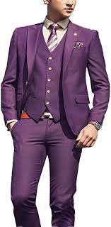 Don't just fit in, find your own perfect fit. Rongkim Men S One Button Light Blue Purple Wedding Men Suits Bridegroom Tuxedos Jacket Pants Vest At Amazon Men S Clothing Store