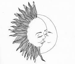 Sun And Moon Kiss Art Moon Tattoo Black And White Drawing