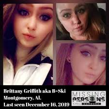 Brittany Griffith aka B~Ski, 17 Montgomery, Al. Last seen December 16, 2019  17 year old, Brittany Griffith, aka B~Ski left from Montgomery Job Corps in  Alabama about 12:30a.m. Monday night December 16.