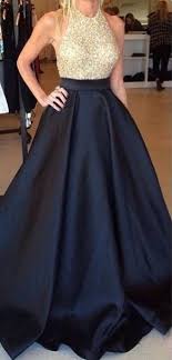 Black And Gold Ball Gown 2017 Halter Neck Prom Dresses Gold And Black Puffy Long Navy Blue And Gold Bridesmaid Dresses Halter Prom Dresses Evening Dresses Prom Black Prom Dresses