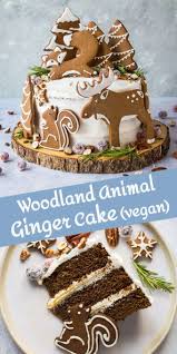 Woodland Animal Ginger Cake This Impressive Vegan Ginger Cake With Lemon Curd Cream Vegan Christmas Desserts Vegan Christmas Cookies Vegan Christmas Recipes