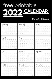 2022 calendar printable free template paper trail design free printable calendar templates free printables calendar printables
