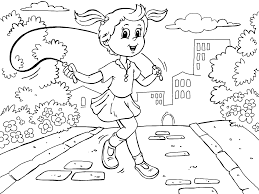 Girl Skipping Coloring Page Online Coloring Pages Online Coloring Kids Playing