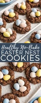 There are tons of cute easter treats and desserts to make every year. These Healthy No Bake Chocolate Peanut Butter Cookie Nests Are Made With Only 8 Good For Gluten Free Easter Healthy Easter Dessert Gluten Free Easter Desserts