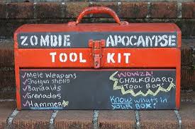Zombie Apocalypse Tool Kit Because Ya Know Tool Box Diy Tool Box Chalkboard