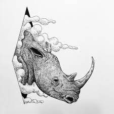 Rhino In The Clouds Drawing Rhino Tattoo Rhino Art Rhino Illustration
