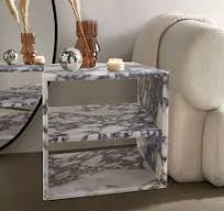 TCSC | Calacatta Viola Marble End/Side Table, Nightstand Polished (W)14'  (L)18' (H)18'