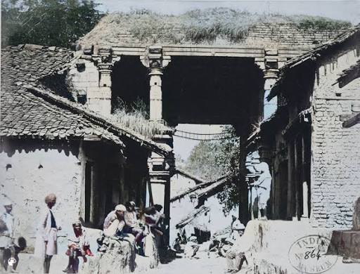 Photograph of the ghats and temples on the River Sipra at Ujjain, taken by George Edward Herne in 1869.
