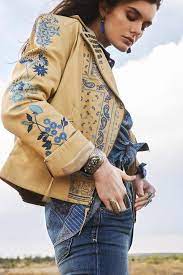 West Of Rio Jacket Vintage Denim Jacket Leather Jacket Zipper Leather Jacket