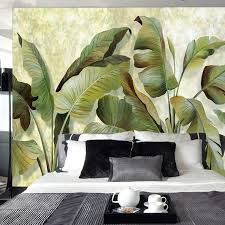 Olgemalde Tropischen Pflanzen Tapete Wandbild Von Hand Gemalten Olgemalde Pf Tropische Dekoration Tapete Schlafzimmer Grune Dekoration
