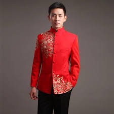 Modern Cheongsam Top Vestido Oriental Traditional Groom Qipao Red Embroidery Chinese Clothe Chinese Clothing Chinese Clothing Traditional Chinese Wedding Dress