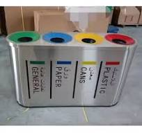 Stainless Steel Separate Waste Collection Bin 4 Compartment Recycle Waste  Bins Trash Can Recycling Station Trash Sorting