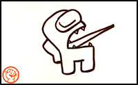 On the lower, right side of the body, draw a curved line for the among us character's first foot.this line should be similar to a blocky, letter u. How To Draw Among Us Game Characters Drawing Tutorials Cartoons How To Draw Among Us Illustrations Lessons