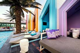 Working With So Much Color Made Matisse Beach Club A Rewarding Project For Us At Lighting Options Australia See Outdoor Living Design Beach Club Beach Lounge