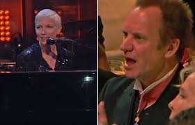 During the Polar Music Prize Banquet, Annie Lennox made a surprise  appearance to honor Sting. When her name was announced, Sting's jaw hit the  floor as the Eurhythmics singer walked