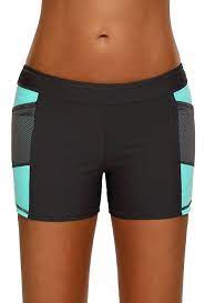 Womens Side Color Block Swim Board Shorts Plus Size S Xxxl Green Cr186grh92o Women S Clothing Swimsuits Cover Swim Shorts Women Women S Plus Size Swimwear Plus Size Bikini