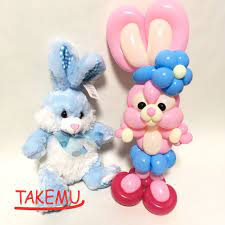 balloon of rabbit and stuffed animal of rabbit balloon animals balloons balloon sculptures