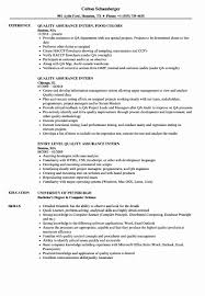 Entry Level Qa Resume Lovely Quality Assurance Intern Resume Samples