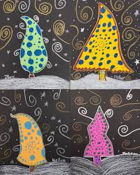 Misty Byrd On Instagram Some 5th Grade Trees Inspired By Artist Yayoi Kusama Her Dot Pumpkins Are Awesom Christmas Art Projects Elementary Art Christmas Art
