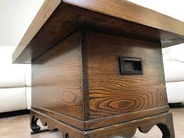 This storage coffee table is the perfect solution to all of your outdoor storage needs, and offers a place to keep drinks close and appetizers served while your guests enjoy your seating arrangement. Antique Japanese Wooden Hibachi Coffee Side Table With Drawers