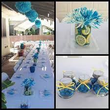 Outdoor Baby Shower Decorations Caribbean Blue Colors Instead Of Light Blue For Summ Outdoor Baby Shower Outdoor Baby Shower Decorations Outside Baby Showers