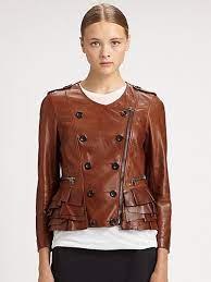 3 1 Phillip Lim Ruffle Hem Leather Jacket Saks Com Leather Jacket Jackets Clothes