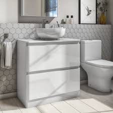 We toyed with the idea of trying. 800mm Countertop Vanity Unit White Gloss Double Drawer Portland Range Better Bathrooms