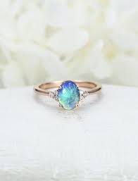 Opal Engagement Ring Rose Gold Engagement Ring Blue Opal Etsy Opal Engagement Ring Rose Gold Engagement Rings Opal Rose Engagement Ring