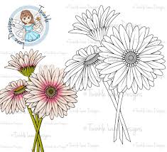Black And White Daisy Clipart Gerbera Daisies Digi Stamp Instant Download In 2020 Gerbera Daisy Tattoo Daisy Tattoo Designs Digi Stamp