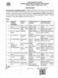Modification of Posting Orders of Subject Specialist (Maths) Male and  Female Issued in Respect of MR Muhammad Bux So Soofi Khair Muhammad and 48  Others