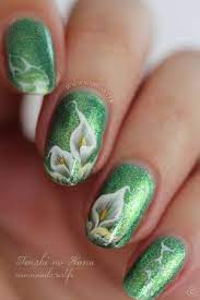 Arums Tendres Nature Nails Nails Art Nail Art Vert Ongles Verts Nail Art Mariage