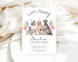 Dog Birthday Invitation, Puppy Pawty Invitation, Dog Theme Birthday Invite,  Let's Pawty Birthday Invitation, Digital Kids Invite, Pink