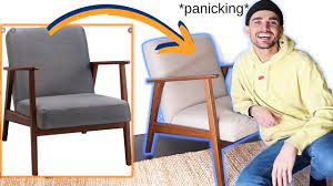 Most armchairs require between 5 and 7 yards of fabric, but measure your chair to be sure how much fabric you'll need. Watch Me Struggle Trying To Reupholster This Ikea Chair Youtube