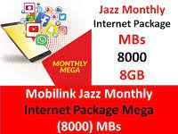 Mobilink Jazz Monthly Internet Package Mega 8000 Mbs Internet Packages Internet Jazz