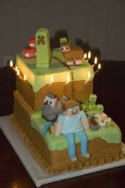 Cool Birthday Cakes For 11 Year Old Boy A Minecraft Cake Made With Marshmallow Fondant And Frosting For My 11 Year Old Son Minecraft Cake Cake How To Make Cake