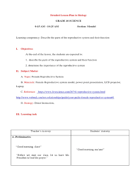 The female reproductive system includes the ovaries, fallopian tubes, uterus, vagina, vulva, mammary glands and breasts. Detailed Lesson Plan In Biology Rhea Uterus Reproductive System