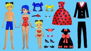 Family Dress Up Ladybug Cat Noir Paper Dolls Costumes Dresses Accessories Papercrafts Youtube Paper Doll Costume Doll Costume Paper Dolls